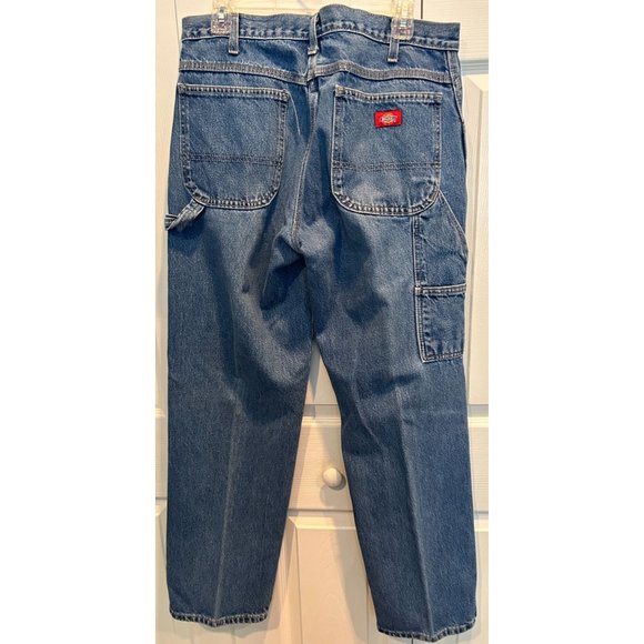 Vintage 90s Dickies Relaxed Fit Carpenter Denim Jeans 34 X 32 Cotton Straight - Picture 2 of 7